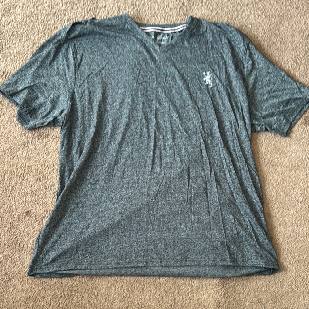 English Laundry Charcoal V-Neck Tee with shoulder detail